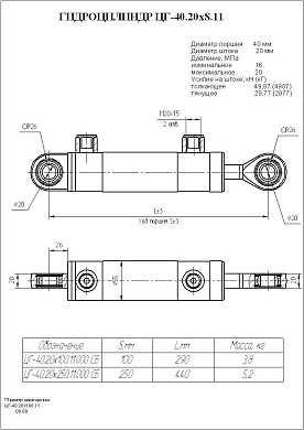 Гидроцилиндр ЦГ-40.20х100.11СБ