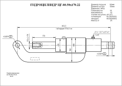 Гидроцилиндр ЦГ2-80.50х170.22