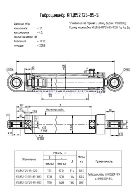 Гидроцилиндр КГЦ 852.125-85-720