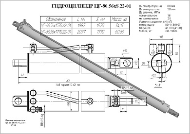 Гидроцилиндр ЦГ-80.56х1570.22-01