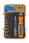 Набор: реверсивная отвертка с насадками-битами и торцевыми головками Kraft 65 пр (700447)