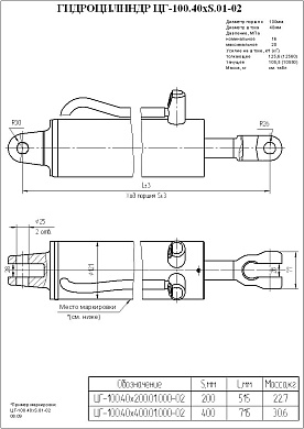Гидроцилиндр ЦГ-100.40х400.01.000-02